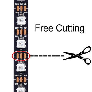 WS2812B RGB 60LED/M Individually Addressable Pixel LED Strip with SP621E Music Sync Bluetooth controller and 5V 5A Power Supply