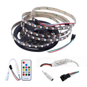 WS2812B RGB 60LED/M Individually Addressable Pixel LED Strip Lights+ SP103E RF Remote Controller